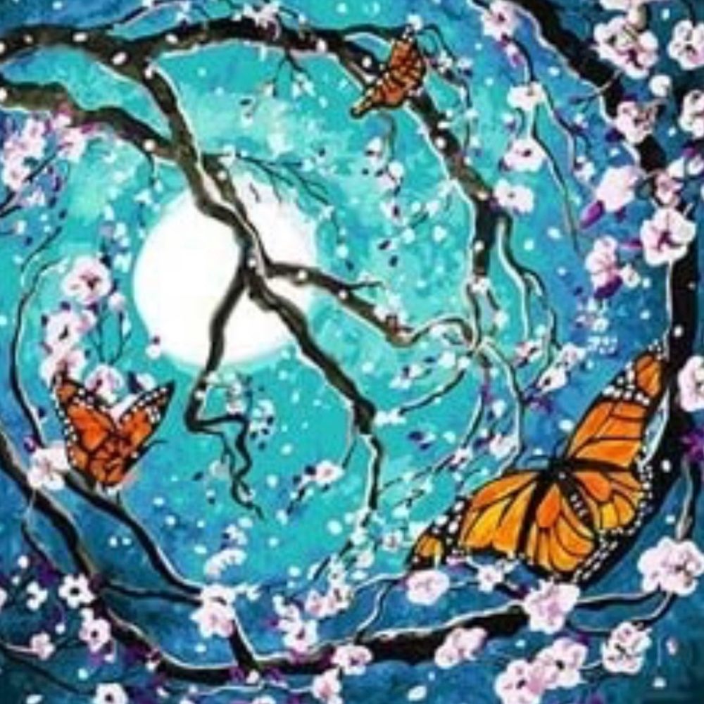 Diamond Art 5D DIY Craft Kit - Beaded Canvas - Cherry Blossom & Butterflies